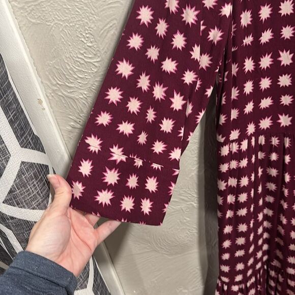 Boden Burgundy Starburst Tiered Dress Size US 6 - Picture 3 of 9